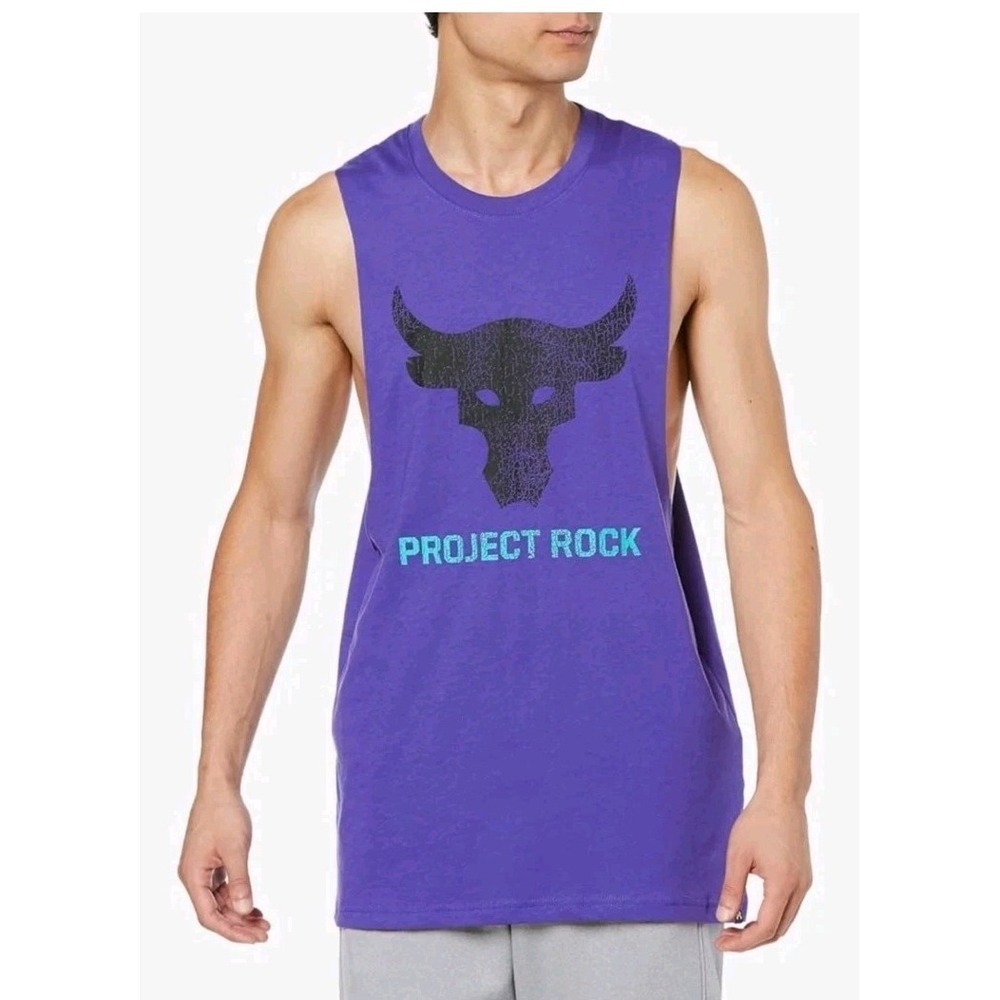 Under Armour Project Rock Brahma Bull Tank Purple Muscle T-shirt Activewe Medium